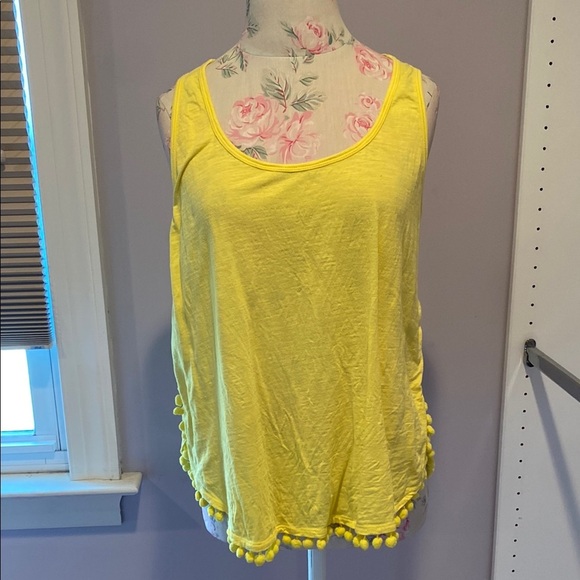 Lilly Pulitzer Yellow Embellished Sleeveless Tank Top - Picture 1 of 10